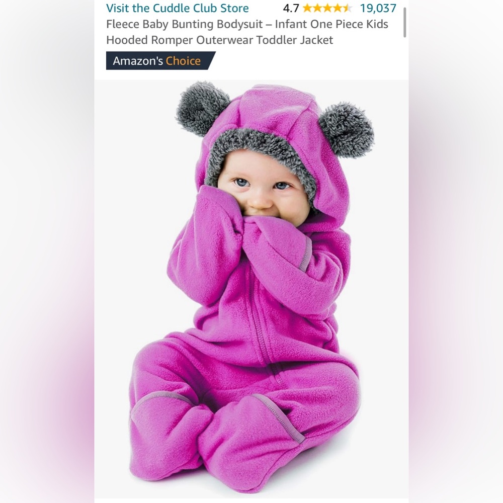 Fleece Baby Bunting Bodysuit – Infant One Piece Kids Hooded Romper Outerwear